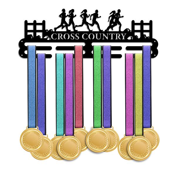 

PandaHall Cross Country Theme Iron Medal Hanger Holder Display Wall Rack, with Screws, Human Pattern, 150x400mm Iron Human