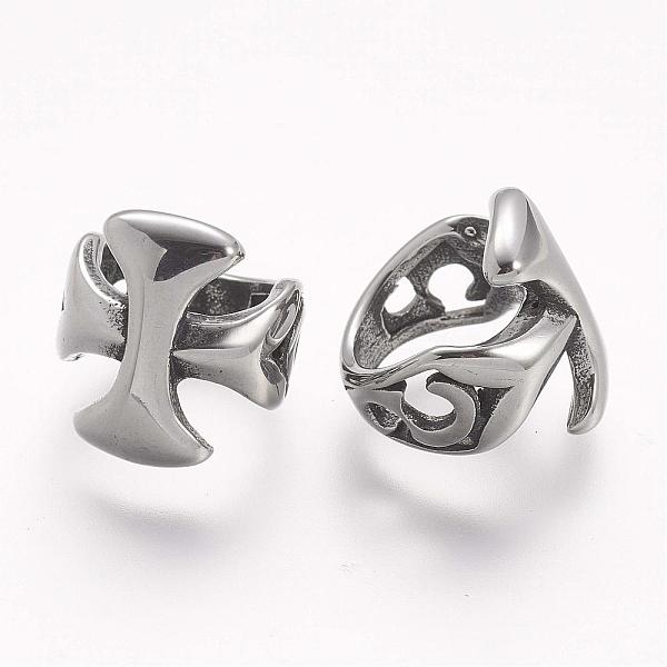 

PandaHall 304 Stainless Steel Slide Charms, Cross, Antique Silver, 12x11.5x12.5mm, Hole: 8.5mm 304 Stainless Steel Cross