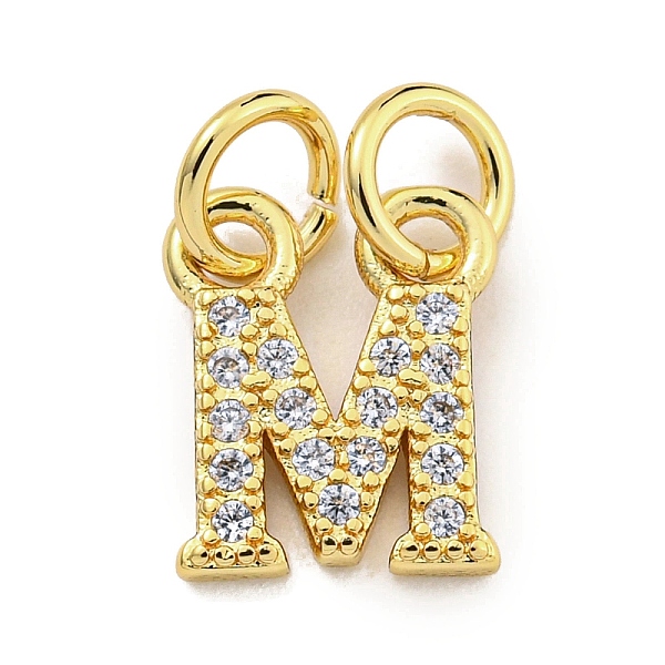 

PandaHall Initial Letter Brass with Cubic Zirconia Charms, Real 18K Gold Plated, Long-Lasting Plated, Lead Free & Cadmium Free, Letter M..., Clear