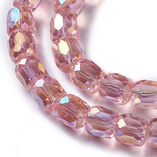 

PandaHall AB Color Plated Glass Beads, Faceted Barrel, Pale Violet Red, 10x10mm, Hole: 1mm Glass Barrel