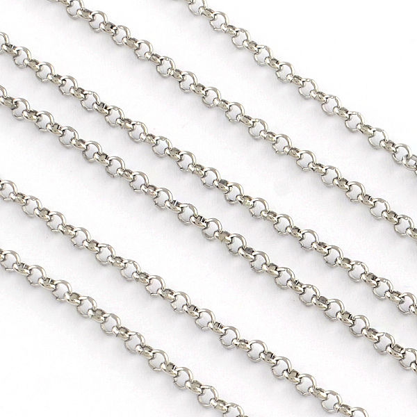 

PandaHall 304 Stainless Steel Rolo Chains, Belcher Chain, with Spool, Unwelded, Stainless Steel Color, 3x1mm, about 82.02 Feet(25m)/roll 304...