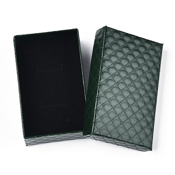 

PandaHall Rhombus Textured Cardboard Jewelry Boxes, with Black Sponge, for Jewelry Gift Packaging, Rectangle, Dark Green, 8x5x2.7cm, inside...