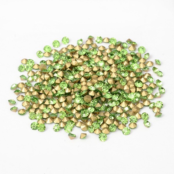 

PandaHall Back Plated Grade A Diamond Glass Pointed Rhinestone, Peridot, 4.9~5mm, about 720pcs/bag Glass Rhinestone Diamond Green