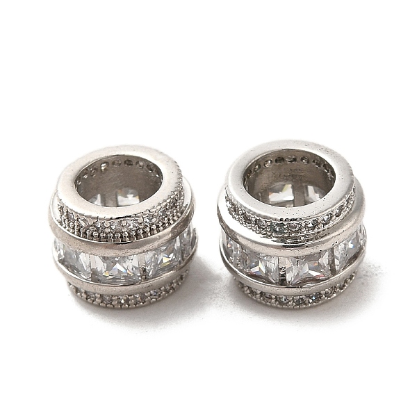 

PandaHall Brass Micro Pave Clear Cubic Zirconia European Beads, Large Hole Beads, Long-Lasting Plated, Column, Platinum, 10.5x8mm, Hole: 6mm...