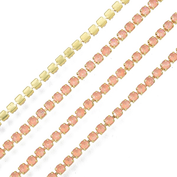 

PandaHall Brass Rhinestone Strass Chains, Rhinestone Cup Chain, Imitate Fluorescent Style, Raw(Unplated), Gold Quartz, 2x2mm, about 23.62...