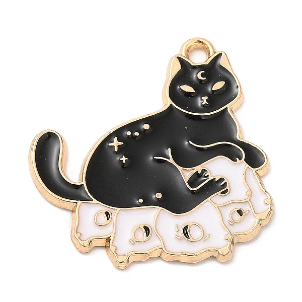 

PandaHall Alloy Enamel Pendants, Golden, Cat Shape Charm, Black, 27x26x1.5mm, Hole: 1.8mm Alloy+Enamel Cat Shape Black