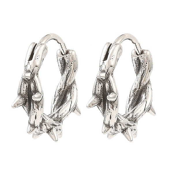 

PandaHall Skull Theme 316 Surgical Stainless Steel Hoop Earrings for Women Men, Antique Silver, 15x17x5mm 316 Surgical Stainless Steel
