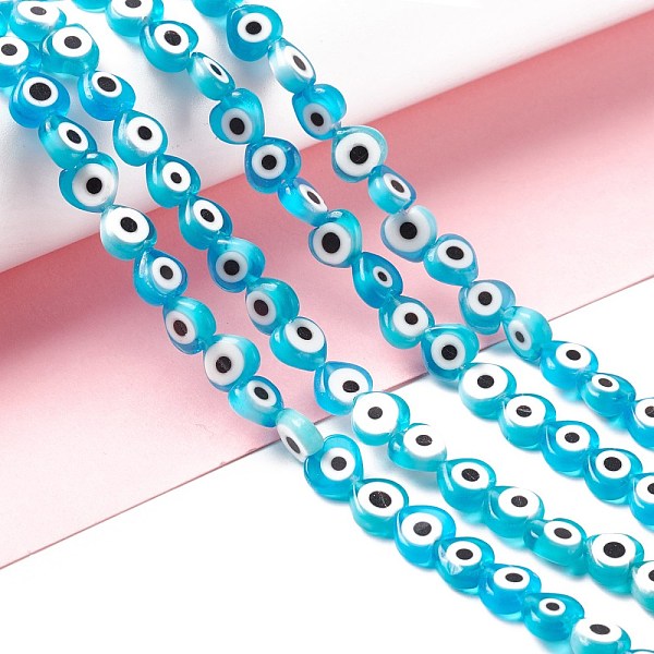 

PandaHall Handmade Evil Eye Lampwork Beads Strands, Heart, Deep Sky Blue, 6~7x8x3mm, Hole: 1mm, about 47~49pcs/strand, 13.19~13.98 inch...