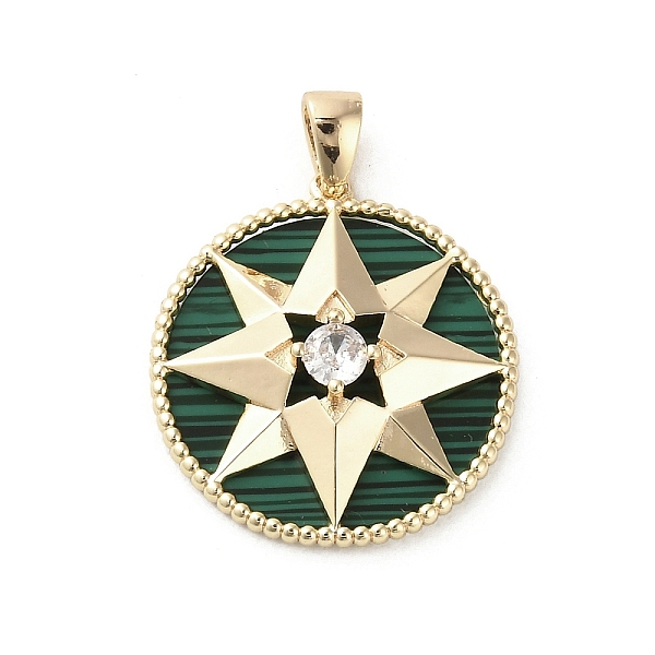

PandaHall Brass Micro Pave Clear Cubic Zirconia Pendants, with Shell, Flat Round with Star, Real 18K Gold Plated, 22x20x4.5mm, Hole...