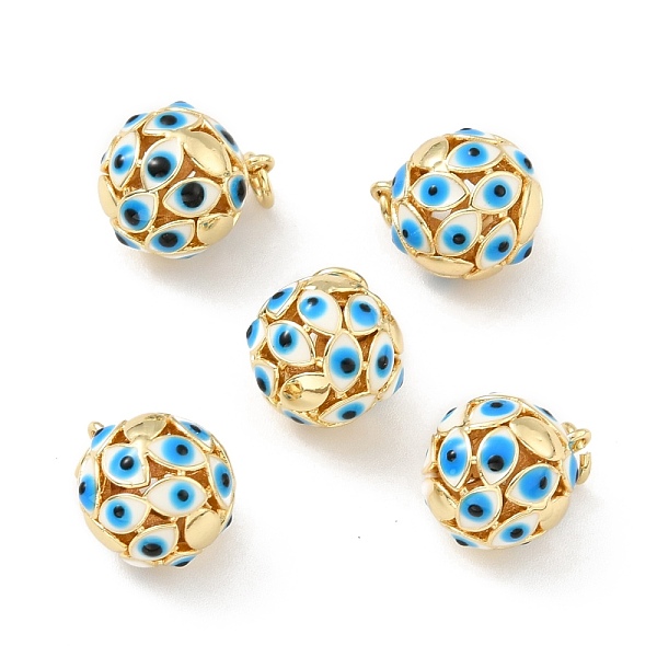 

PandaHall Brass Enamel Charms, with Jump Ring, Golden, Round with Evil Eye, White, 14.5x12mm Brass+Enamel Evil Eye White
