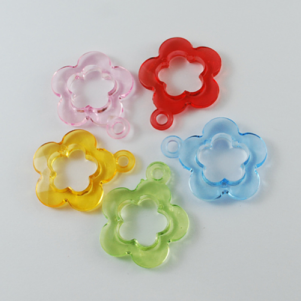 

PandaHall Transparent Acrylic Pendants, Flower, Mixed Color, 34x29x5mm, Hole: 4mm, about 310pcs/500g Acrylic Flower Multicolor
