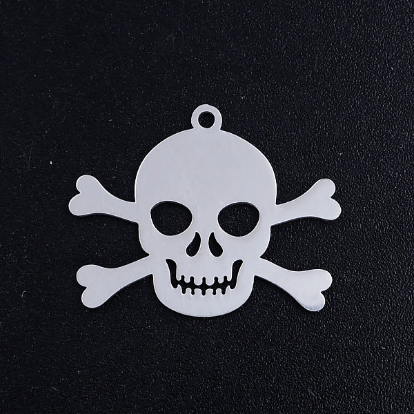 

PandaHall 201 Stainless Steel Pendants, Pirate Style Skull, Stainless Steel Color, 12x15x1mm, Hole: 1.5mm 201 Stainless Steel Skull