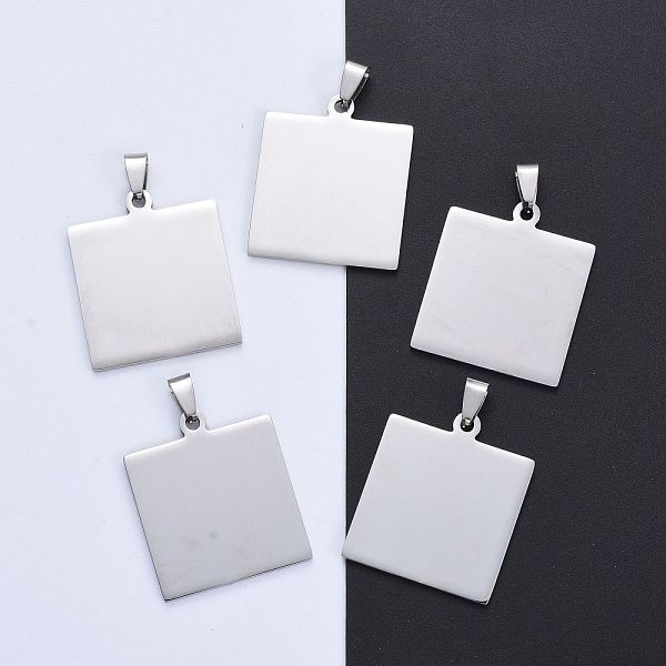 

PandaHall 304 Stainless Steel Pendants, Manual Polishing, Blank Stamping Tags, Square, Stainless Steel Color, 35x30x1.8mm, Hole: 4.5x9mm 304...