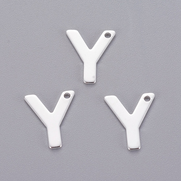 

PandaHall 201 Stainless Steel Charms, Letter, Silver Color Plated, Letter.Y, 11x9x0.7mm, Hole: 1mm 201 Stainless Steel Letter Y