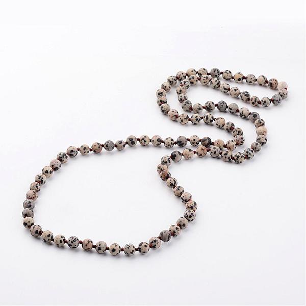 

PandaHall Natural Dalmatian Necklaces, Beaded Necklaces, Round, Frosted, 36.2 inch Jasper
