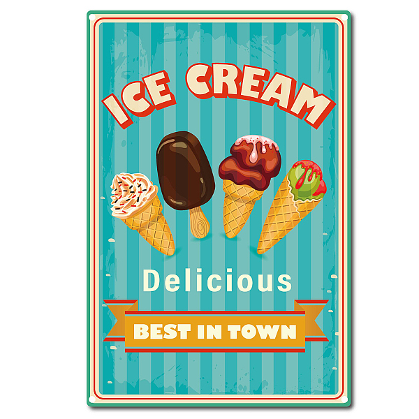 

PandaHall Vintage Metal Tin Sign, Wall Decor for Bars, Restaurants, Cafes Pubs, Ice Cream Pattern, 30x20cm Tinplate Ice Cream