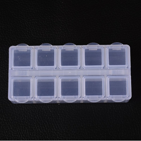 

PandaHall Cuboid Plastic Bead Containers, Flip Top Bead Storage, 10 Compartments, White, 8.8x4.4x2.05cm Plastic Cuboid White