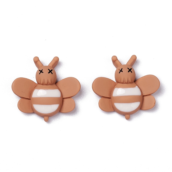 PandaHall Opaque Resin Cabochons, Two Tone, Bees, Chocolate, 23.5x25x6.5mm Resin Bees Brown