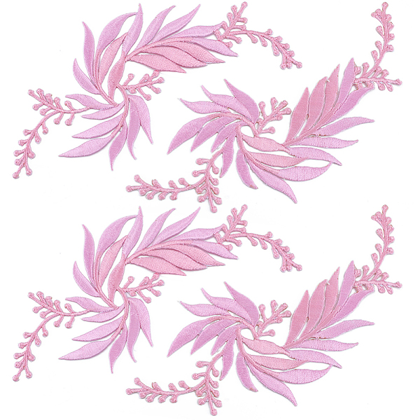 

PandaHall Gorgecraft 4Pcs 2 Style Leaf Computerized Embroidery Cloth Iron on/Sew on Patches, Costume Accessories, Appliques, Pink...