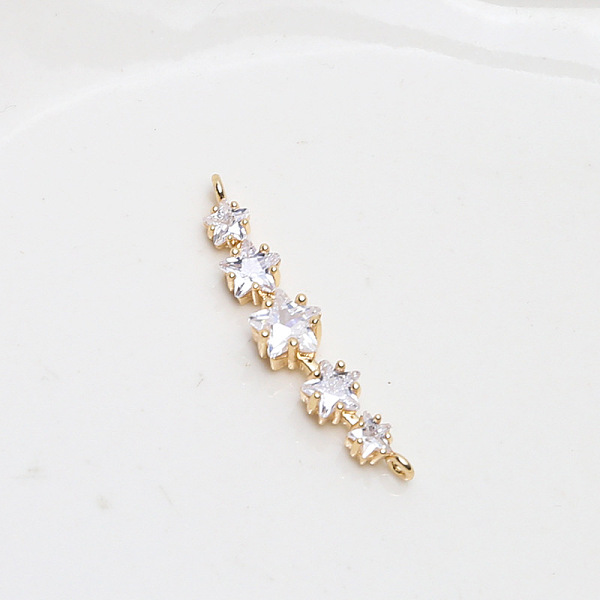 

PandaHall Brass Pave Clear Cubic Zirconia Connector Charms, Golden, Star, 44x13mm Brass+Cubic Zirconia Star Clear