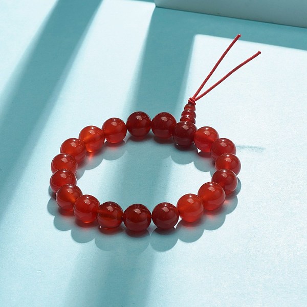 Bracelet Extensible De Perles Rondes En Cornaline Naturelle