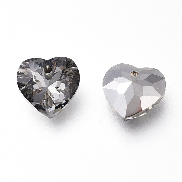 

PandaHall Glass Rhinestone Pendants, Back Plated, Faceted, Heart, Silver Night Shade, 8x8x4mm, Hole: 1mm Rhinestone Heart Gray