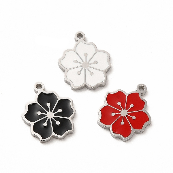 

PandaHall 304 Stainless Steel Enamel Charms, Sakura, Mixed Color, 14x12x1mm, Hole: 1.2mm Alloy+Enamel Flower Multicolor