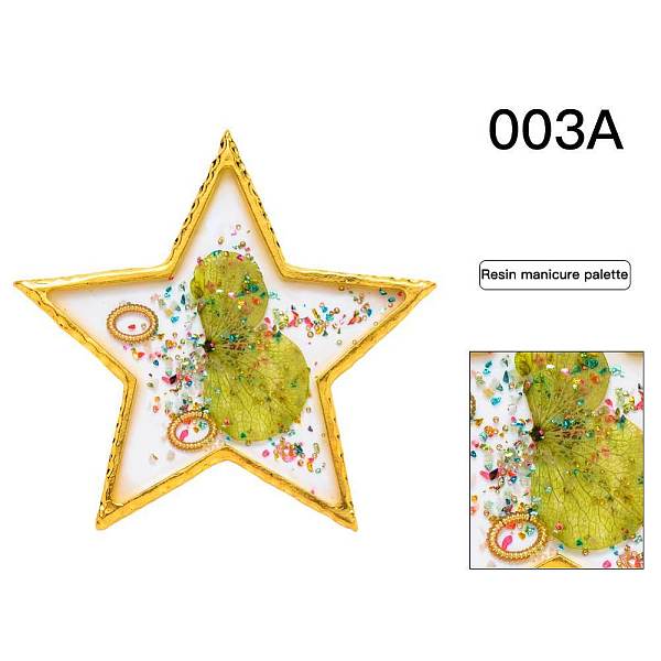 PandaHall Epoxy Resin Color Palette, Makeup Cosmetic Nail Art Tool, with Alloy Findings, Star, Golden, 67x71x4mm Resin