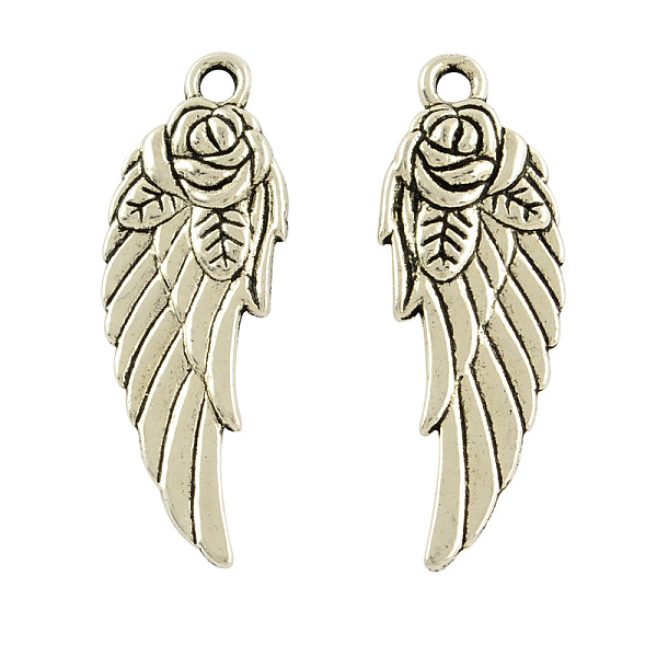 

PandaHall Tibetan Style Alloy Wing Pendants, Lead Free & Cadmium Free, Antique Silver, 31x11x4mm, Hole: 2mm Alloy Wing