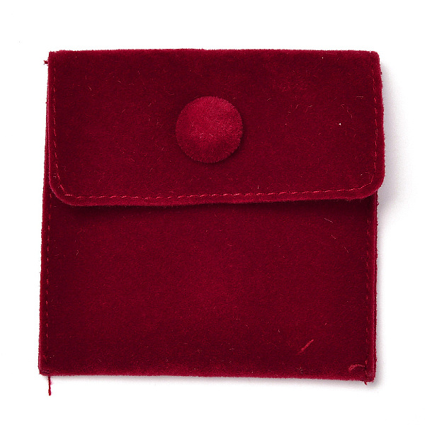 

PandaHall Square Velvet Jewelry Bags, with Snap Fastener, Dark Red, 6.7~7.3x6.7~7.3x0.95cm Velvet