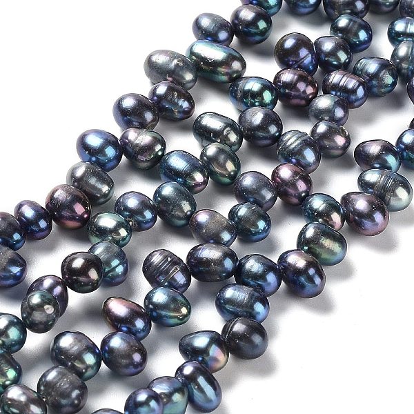 

PandaHall Natural Cultured Freshwater Pearl Beads Strands, Rice, Dyed, Prussian Blue, 7~8x6~7mm, Hole: 0.7mm, about 65~68pcs/strand..., Black