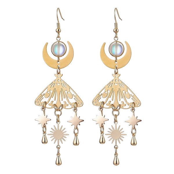 

PandaHall 201 Stainless Steel Moth Pendants Dangle Earrings, with Glass and Brass Finding for Women, Golden, 98x33.5mm 201 Stainless Steel...