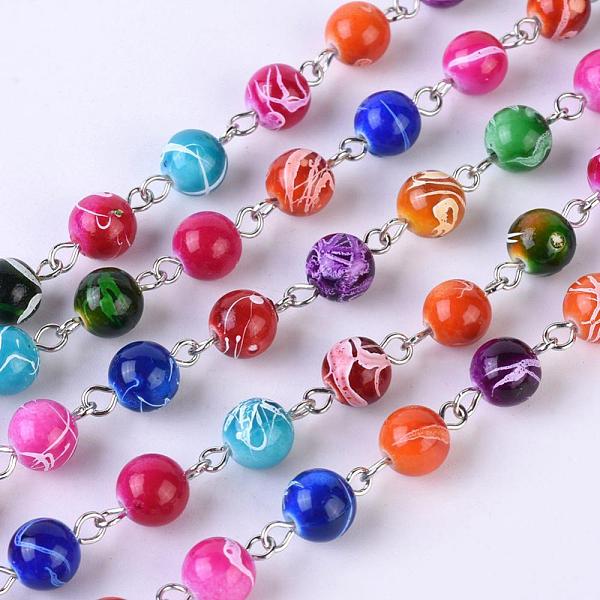 Rondes à la main perles acryliques de banc d'étirage chaînes de colliers bracelets faisant