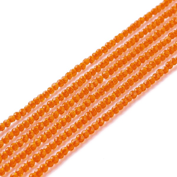 

PandaHall Transparent Glass Beads Strands, Faceted, Round, Orange, 2mm, Hole: 0.6mm, about 182~201pcs/strand, 14.57~15.24 inch((37~38.7cm)...
