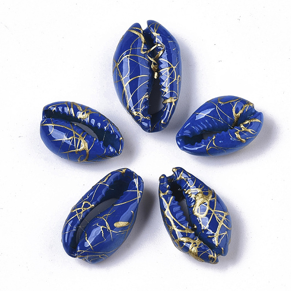 

PandaHall Spray Painted Natural Cowrie Shell Beads, Drawbench, No Hole/Undrilled, Medium Blue, 18~21x12~15x7mm Cowrie Shell Shell Shape Blue
