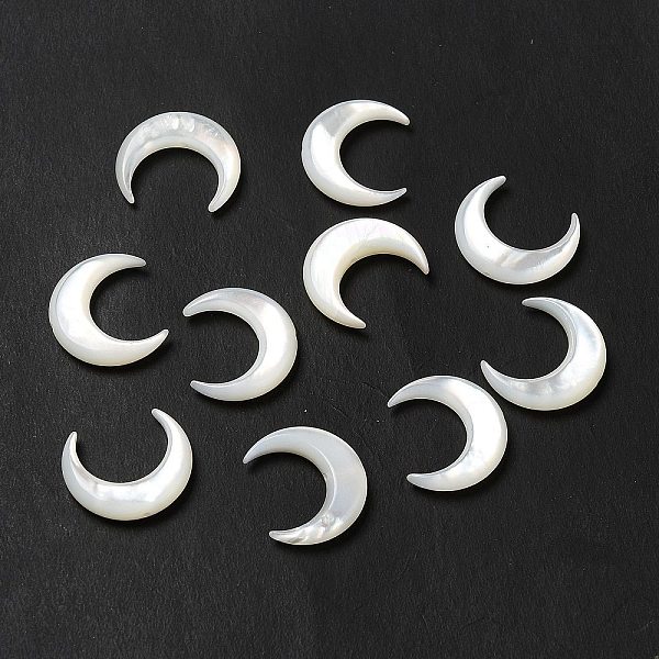 

PandaHall Natural White Shell Beads, Moon, Seashell Color, 15x13x2.5mm, Hole: 0.8mm White Shell Moon