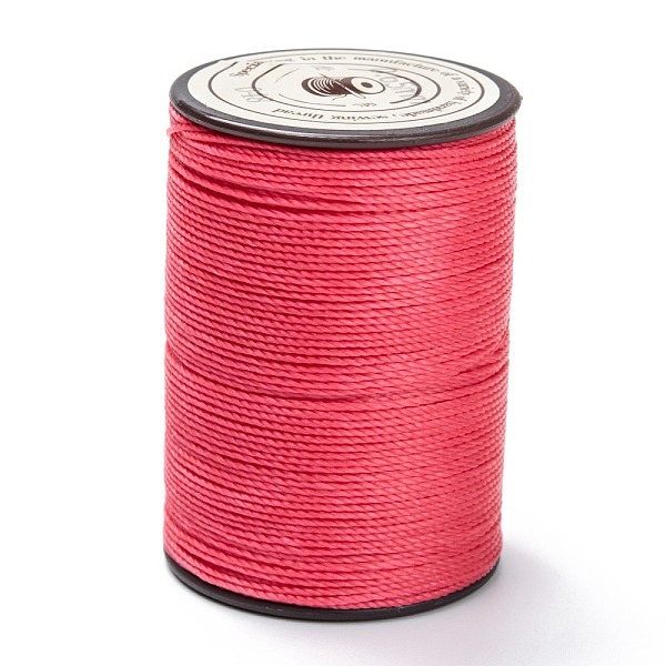 pandahall round waxed polyester thread string, micro macrame cord, twisted cord, for leather sewing stitching, cerise, 0.65mm, about 87.48...