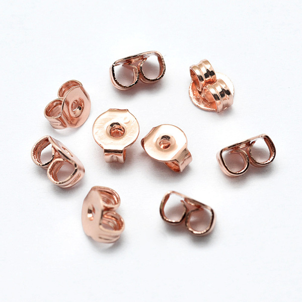 

PandaHall Brass Ear Nuts, Friction Earring Backs for Stud Earrings, Rose Gold, 5x4x2.5mm, Hole: 0.8mm Brass