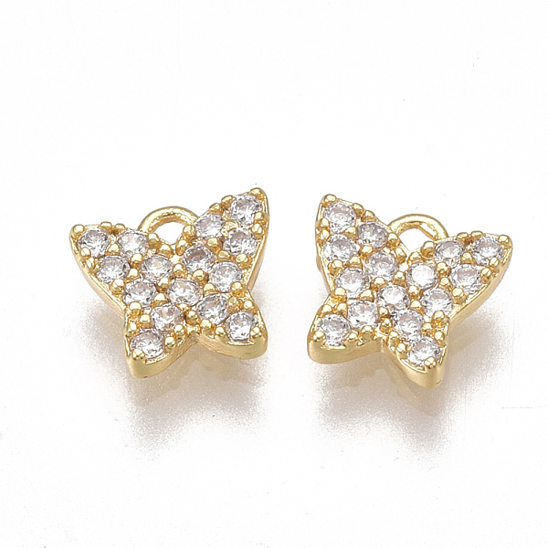 

PandaHall Brass Micro Pave Cubic Zirconia Charms, Nickel Free, Real 18K Gold Plated, Butterfly, Clear, 6x6x2mm, Hole: 0.9mm Brass+Cubic...