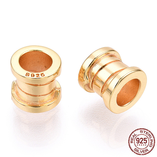 

PandaHall 925 Sterling Silver Beads, Column, Nickel Free, with S925 Stamp, Real 18K Gold Plated, 6x5.5mm, Hole: 3.5mm Sterling Silver Column