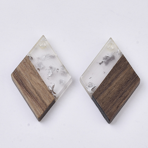

PandaHall Transparent Resin & Walnut Wood Pendants, with Silver Foil, Waxed, Rhombus, Silver, 29x19.5x3.5mm, Hole: 2mm Resin+Wood Rhombus...