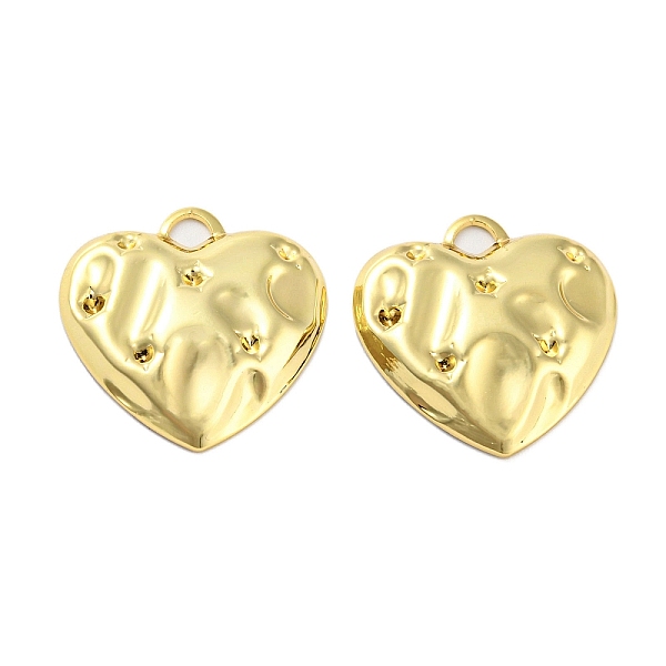 

PandaHall Rack Plating Eco-Friendly Brass Pendants, Cadmium Free & Lead Free, Textured Heart Charm, Real 18K Gold Plated, 20x20x3.5mm, Hole...
