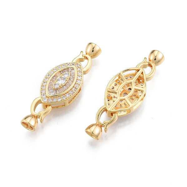 

PandaHall Brass Fold Over Clasps, with Crystal Rhinestone Findings, Horse Eye, Real 18K Gold Plated, Clasp: 12x7x5.5mm, Inner Diameter..., Clear