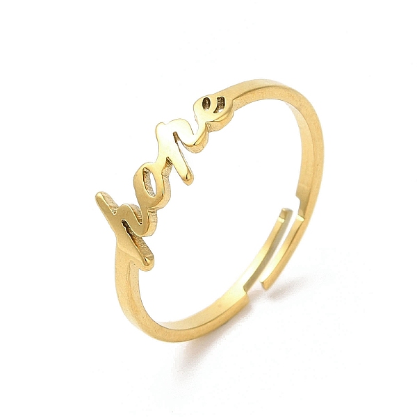 

PandaHall Ion Plating(IP) 304 Stainless Steel Word Hope Adjustable Ring, Real 18K Gold Plated, US Size 6(16.5mm) 304 Stainless Steel