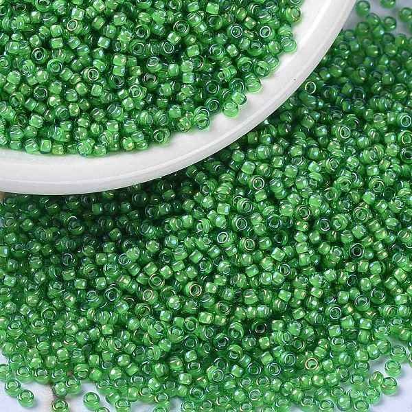 

PandaHall MIYUKI Round Rocailles Beads, Japanese Seed Beads, (RR3763), 15/0, 1.5mm, Hole: 0.7mm, about 5555pcs/bottle, 10g/bottle Glass..., Green
