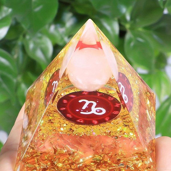 

PandaHall Orgonite Pyramid Resin Energy Generators, Reiki Natural Red Aventurine Chips Inside for Home Office Desk Decoration, Capricorn...