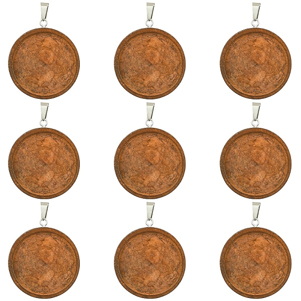 10Pcs Wooden Pendant Cabochon Settings