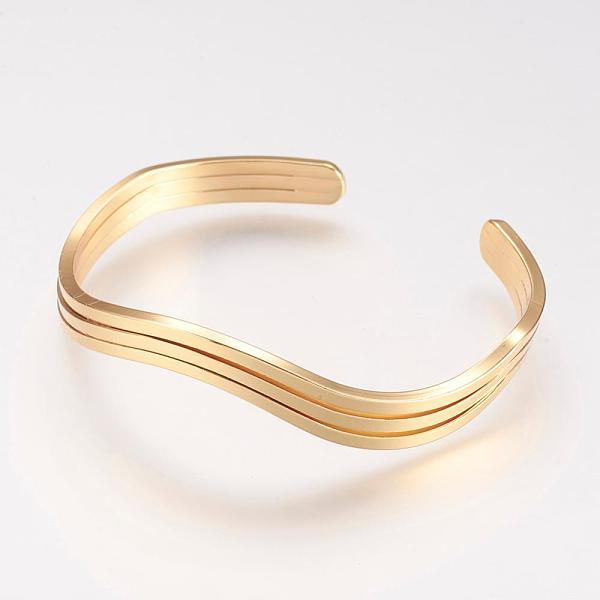 

PandaHall Brass Cuff Bangle, Real 18K Gold Plated, 2 inchx2-1/4 inch(50x58mm) Brass