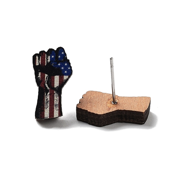 

PandaHall Independence Day Wood Stud Earrings, with 304 Stainless Steel Pins, Palm, 16x9mm Wood Palm
