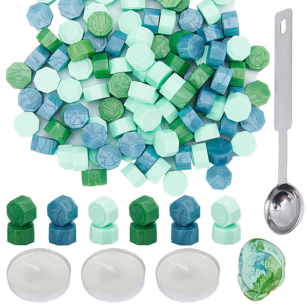 

PandaHall CRASPIRE 100Pcs Octagon Sealing Wax Particles, with 1Pc Stainless Steel Spoon and 2Pcs Flat Round Candles, for Retro Seal Stamp..., Multicolor